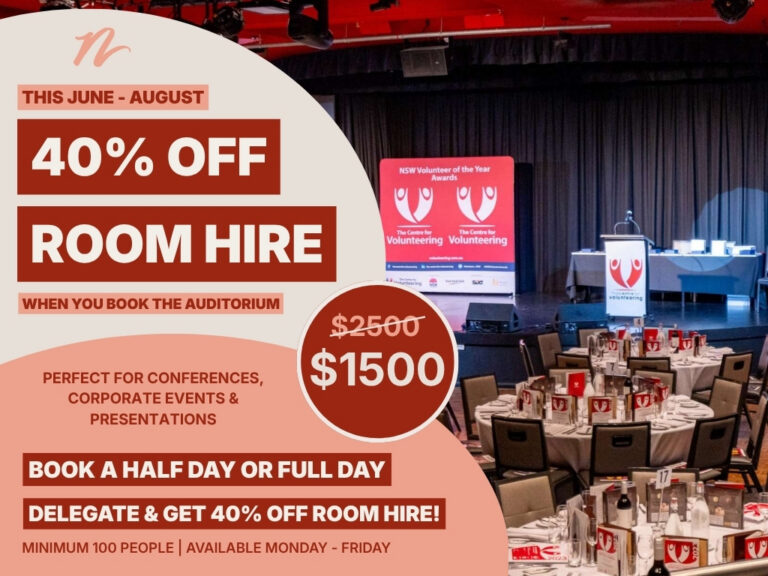 40% OFF ROOM HIRE IN THE AUDITORIUM - 